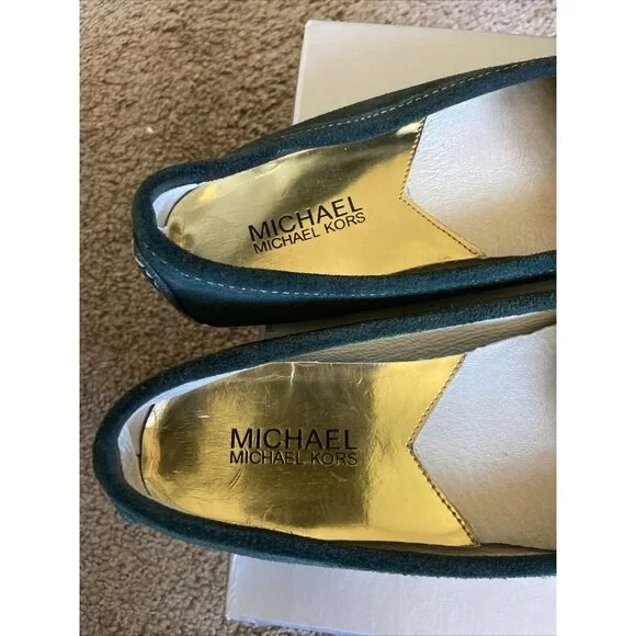 Michael Kors Suede‎ Moccasin Loafer Flats Sage Dark Green 6M - Picture 2 of 9